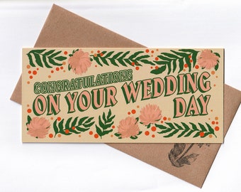 Congratulations on your Wedding day Floral Greetings Card