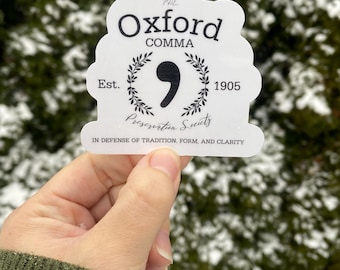 Pegatina impermeable de la Oxford Comma Preservation Society