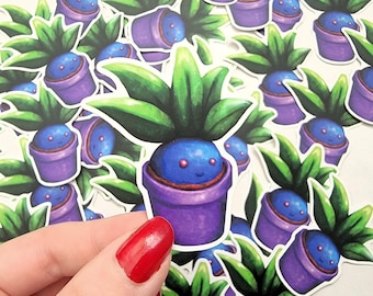 Oddish Potted Plant Sticker - Premium Matte Vinyl Stickers