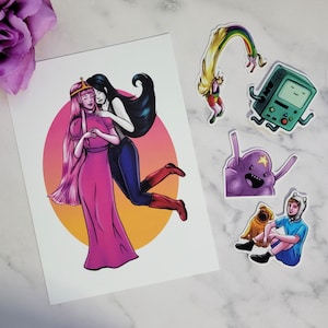 Ultieme Adventure Time-cadeaubundel - 4 premium vinylstickers en 1 miniprint