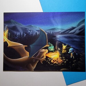 Pokemon feu de camp Mini impression