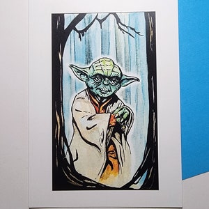 Yoda aquarel mini print