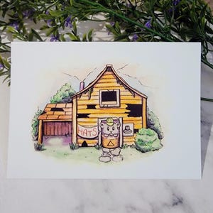 Rato de chapéu de Stardew Valley - Mini impressão em aquarela