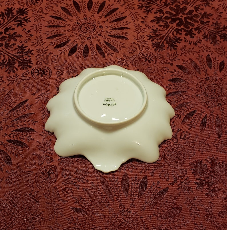 Giraud Limoges France Shell Shaped Candy Nut Dish Blue Coral Pattern