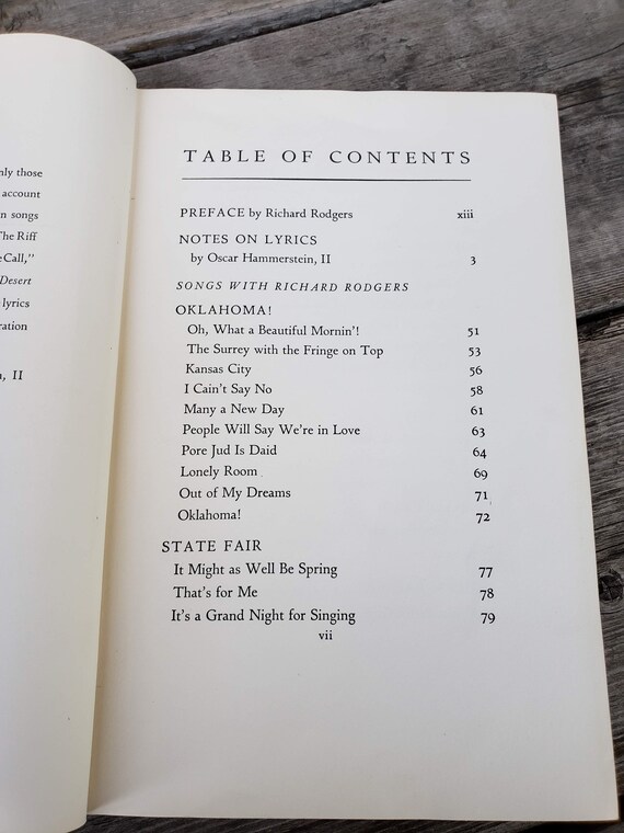 First Edition Oscar Hammerstein Ii Book Of Lyrics Musicals South Pacific Showboat Oklahoma