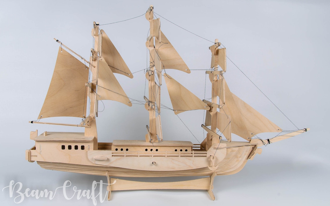 Ship Sailing Clipper Puzzle Woodcraft Kit Model 3d Wooden Kid Etsy