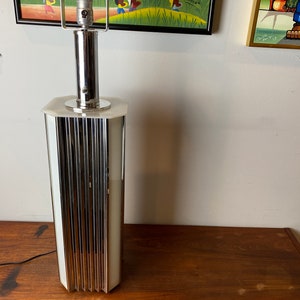 Mid Century Lamp from Chromalite / Chrome and Frosted White Acrylic Lamp / Vintage 1970&#39;s