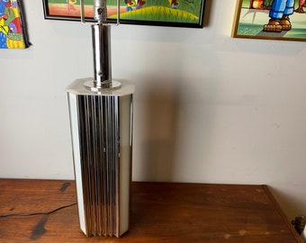 Mid Century Lamp from Chromalite / Chrome and Frosted White Acrylic Lamp / Vintage 1970's