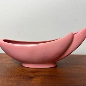 Vintage Mid Century Frankoma 211 Crescent Bowl / Succulent Planter Pot /  Pink / Stoneware Pottery