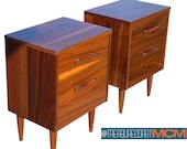 Mid Century Pair of Nightstands Stylemaker Walnut Wood Retro Boho Design Shipping NOT included