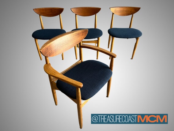 Mid Century Walnut Dining Chairs From Lane Perception Set of 4 Four Vintage Mcm Boho Wood Etsy