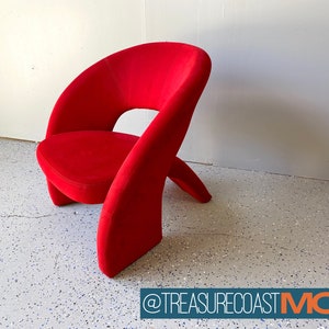 Post Modern Jaymar Style Tongue Chair / Red MCM Retro 80's / Shipping Not Included