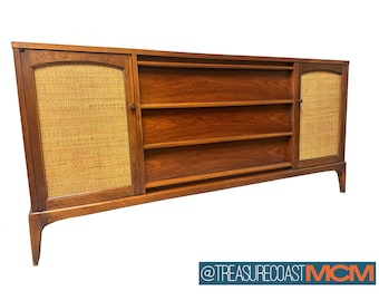 Mid Century Lane Rhythm Credenza / Walnut Low Sideboard Buffet Console TV Stand / Shipping NOT included