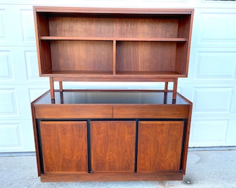 Mid Century Modern Walnut Hutch: Dillingham Esprit Bar Cabinet