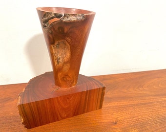 Turned Wood Burl Vase / Art Piece / Walnut Wood