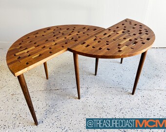 Mid Century Modern End Tables Pair or Coffee Table / Walnut Custom Design / MCM Boho Modern