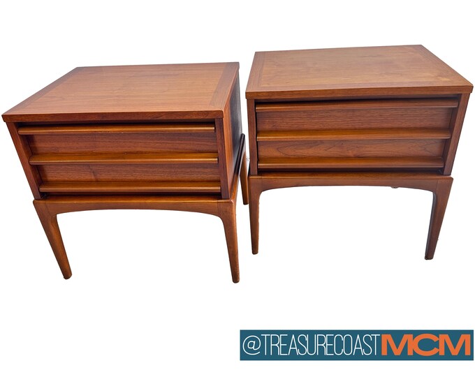 Mid Century Lane Rhythm Nightstands Pair / Walnut Wood / End Etsy