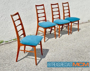 Mid Century Teak Dining Chairs / Niels Koefoed Hornslet Lis Chairs / Set of 4  / Danish Modern, MCM, Boho Style / Shipping not included