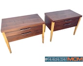 Mid Century Pair of Nightstands Lane Tuxedo Walnut, Rosewood, Ash Wood Retro Design Shipping NOT included