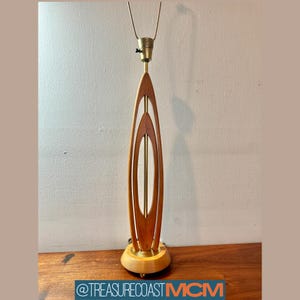 Tall Sculptural Walnut Wood Lamp: Mid Century Modern Modeline Style