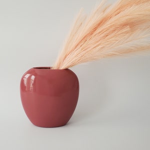 Vintage Dark Mauve Pink 80's Vase | 1980's Boho Chic Ceramic Vases Decor | Pampas Holder | Gift for Her | Minimalist Style | Deep Dusty Rose