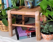 Vintage Small Bamboo Plant Stand Rattan Boho Chic Decor Plant Parent Plant Mom Dad Plant Lover Gift Dorm Decor Little Table Bohemian