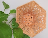 Vintage Wicker Wall Hanging Basket Planter Holder Unique Hexagon Boho Decor Plant Mom, Dad Gift Christmas Present Rattan Pocket Retro