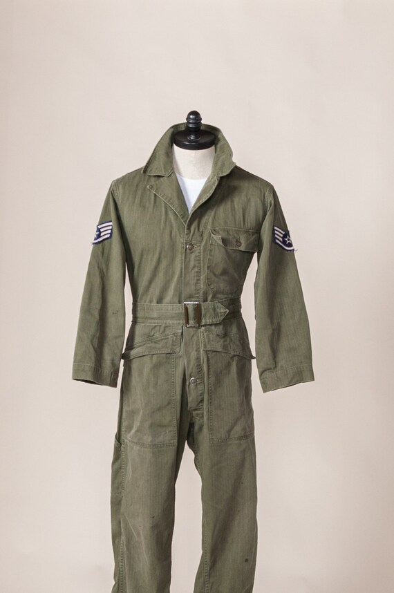 1940's Medium WWII Era Herringbone Twill Coveralls
