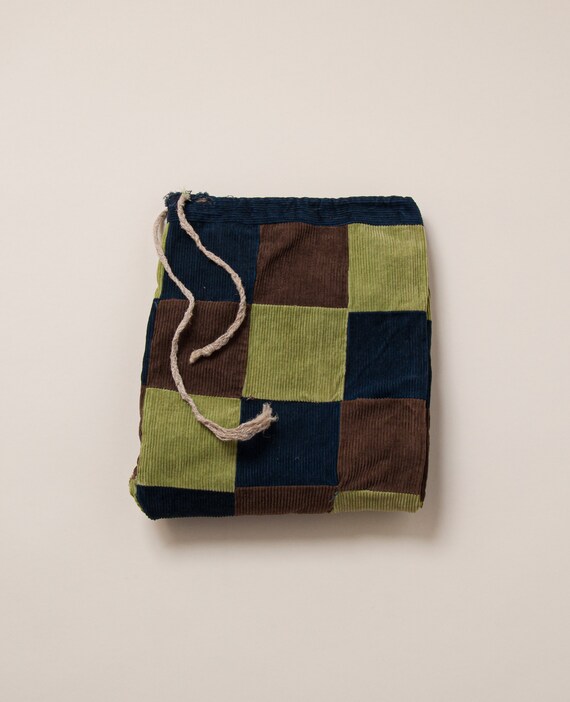 Vintage Large Handmade Patchwork Corduroy Drawstri
