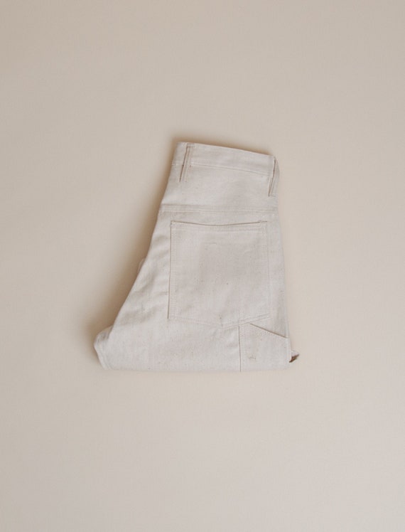 1970's Size 33x34 White Denim Carpenter Jeans
