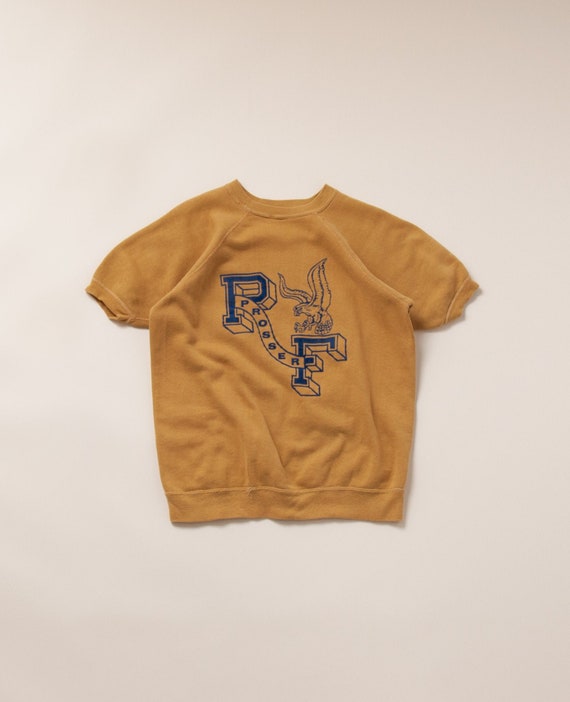 1960's Medium Prosper High School Flocked Short Sl