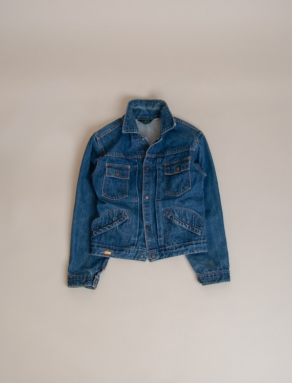 1960's X-Small Hand Embroidered Pleated Denim Jack