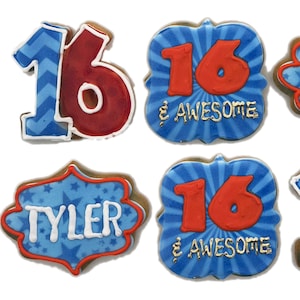 Awesome Sweet Sixteen Cookies- Set of 6 Crunchy Shortbread Cookies Individually Wrapped by BakersDozenToGo