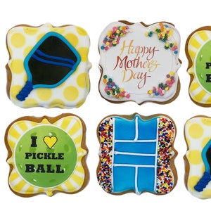 Pickleball Mothers Mix- Set of 6 Crunchy Shortbread Cookies Individually Wrapped by BakersDozenToGo