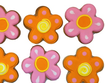 Crazy Daisy Cookies- Set of 6 Crunchy Shortbread Cookies Individually Wrapped by BakersDozenToGo