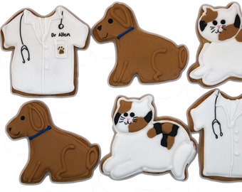 Veterinarian Cookies- Set of 6 Crunchy Shortbread Cookies Individually Wrapped by BakersDozenToGo