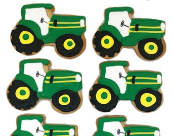 Tractor Cookies- Set of 6 Crunchy Shortbread Cookies Individually Wrapped by BakersDozenToGo