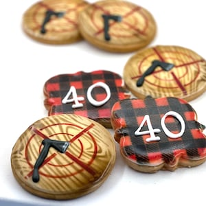 Axe Throwing Lumberjack Cookies- Set of 6 Crunchy Shortbread Cookies Individually Wrapped by BakersDozenToGo