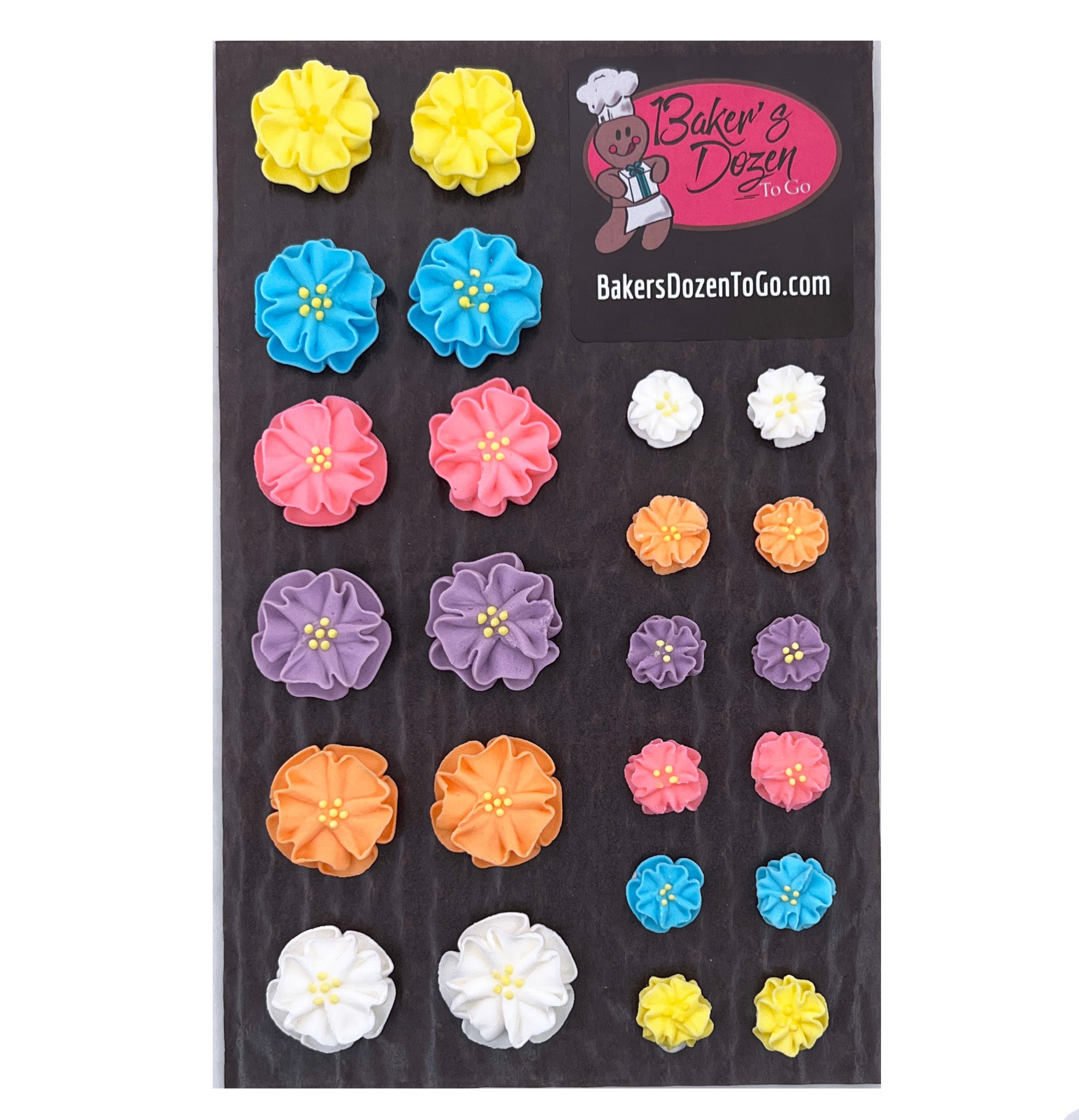 Flower Blossoms - 24 pcs Edible Flowers Icing Cupcake Topper