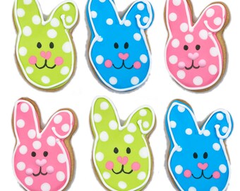 Easter Bunny Cookies- Set of 6 Crunchy Shortbread Cookies Individually Wrapped by BakersDozenToGo