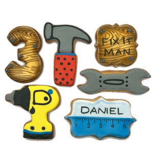 Fix It Man Assortment Cookies- Set of 6 Crunchy Shortbread Cookies Individually Wrapped by BakersDozenToGo