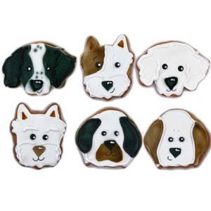 Dog Puppy Assortment- Set of 6 Crunchy Shortbread Cookies Individually Wrapped by BakersDozenToGo