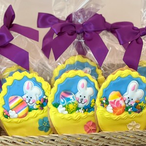Easter Basket Cookies- Set of 6 Crunchy Shortbread Cookies Individually Wrapped by BakersDozenToGo