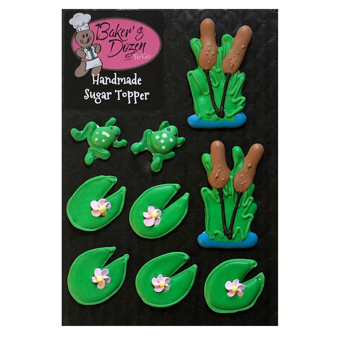 Pond Assortment Lily Pad Cattail Frog 9 Pcs Edible Royal Etsy