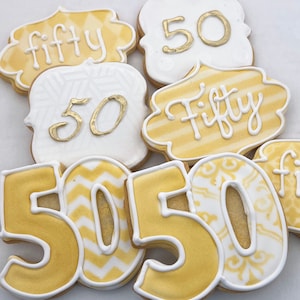 Number Custom Anniversary Cookies- Set of 6 Crunchy Shortbread Cookies Individually Wrapped by BakersDozenToGo