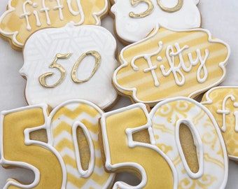 Number Custom Anniversary Cookies- Set of 6 Crunchy Shortbread Cookies Individually Wrapped by BakersDozenToGo