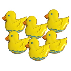 Rubber Ducky Cookies- Set of 6 Crunchy Shortbread Cookies Individually Wrapped by BakersDozenToGo