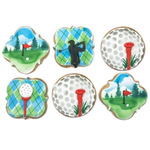 Golf Assortment Cookies- Set of 6 Crunchy Shortbread Cookies Individually Wrapped by BakersDozenToGo