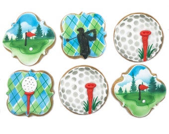 Golf Assortment Cookies- Set of 6 Crunchy Shortbread Cookies Individually Wrapped by BakersDozenToGo