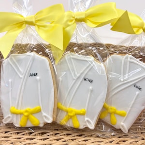 Karate Gi Kimono Cookies- Set of 6 Crunchy Shortbread Cookies Individually Wrapped by BakersDozenToGo